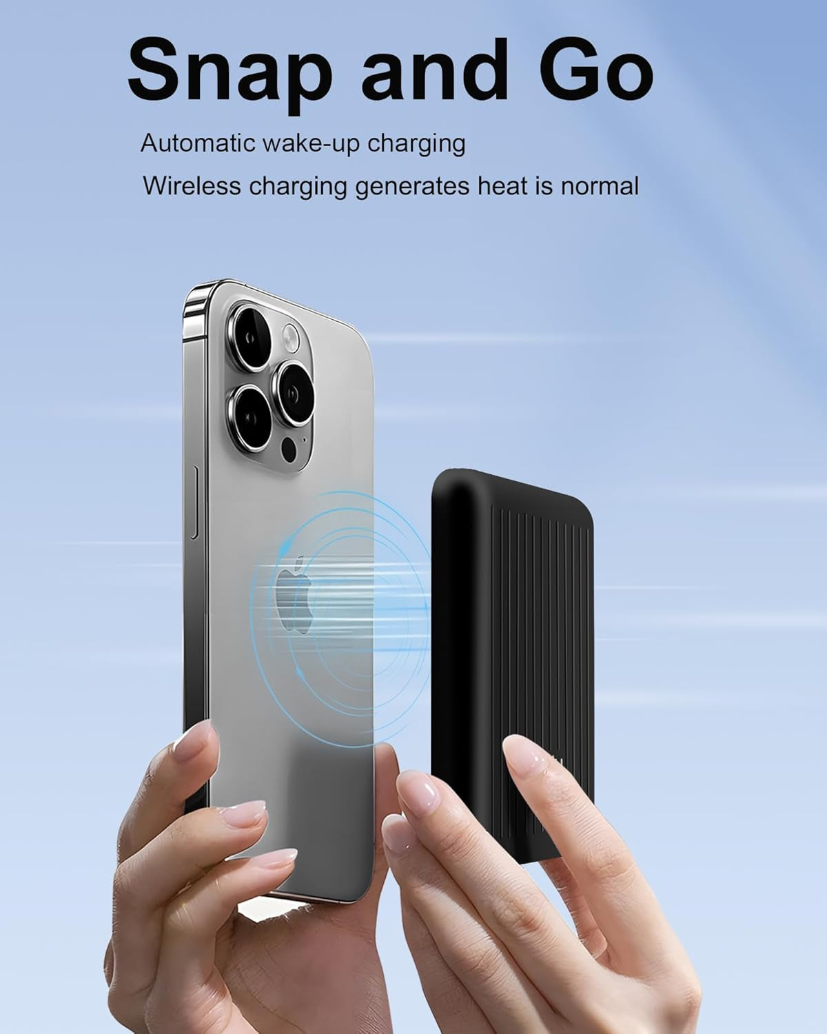 Mini MagSafe-Compatible Portable Charger, 5000mAh 5W Compact Magnetic Power Bank for iPhone 16/15/14/13/12, 12W USB-C Charging Battery Pack